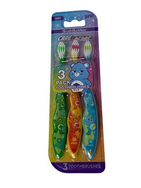 Care Bears 3 Pack Toothbrushes Soft Bristle New